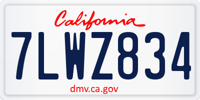 CA license plate 7LWZ834