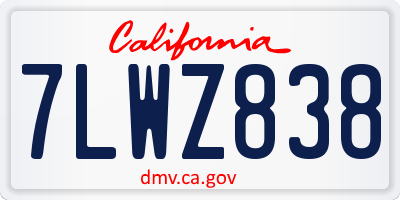 CA license plate 7LWZ838