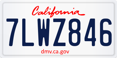 CA license plate 7LWZ846