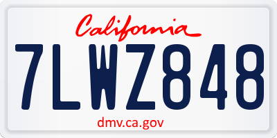 CA license plate 7LWZ848