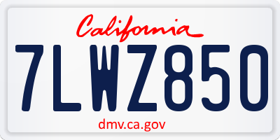 CA license plate 7LWZ850