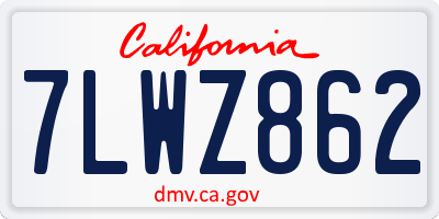 CA license plate 7LWZ862