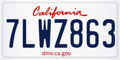 CA license plate 7LWZ863
