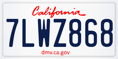 CA license plate 7LWZ868