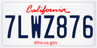 CA license plate 7LWZ876