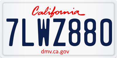 CA license plate 7LWZ880