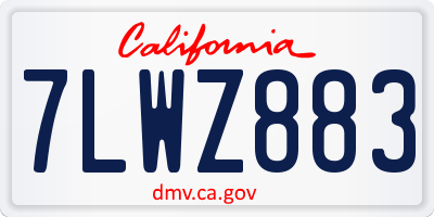 CA license plate 7LWZ883