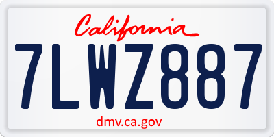CA license plate 7LWZ887