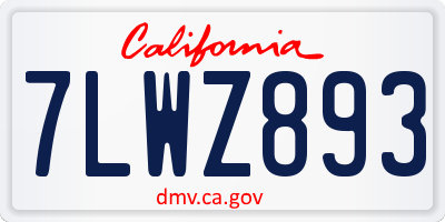 CA license plate 7LWZ893