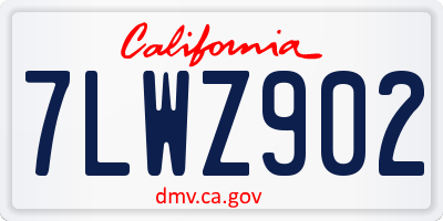 CA license plate 7LWZ902