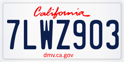 CA license plate 7LWZ903