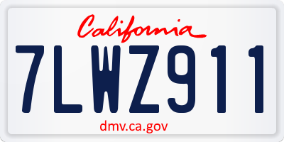 CA license plate 7LWZ911