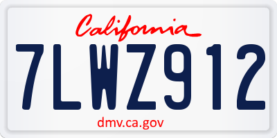 CA license plate 7LWZ912