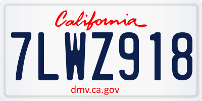 CA license plate 7LWZ918