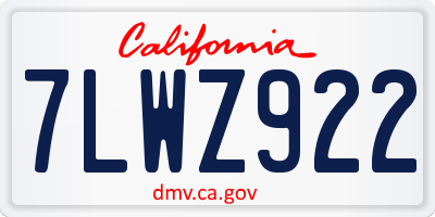 CA license plate 7LWZ922
