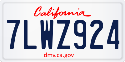 CA license plate 7LWZ924