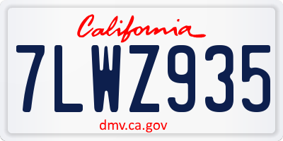CA license plate 7LWZ935