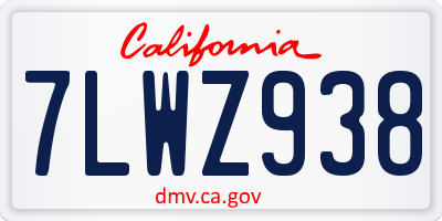 CA license plate 7LWZ938