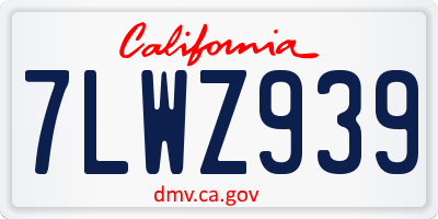 CA license plate 7LWZ939