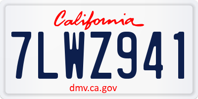 CA license plate 7LWZ941