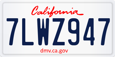 CA license plate 7LWZ947