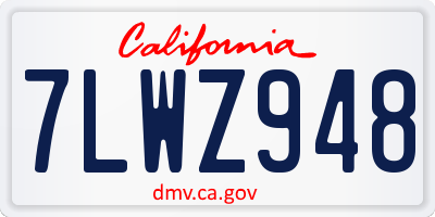 CA license plate 7LWZ948