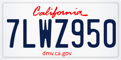 CA license plate 7LWZ950