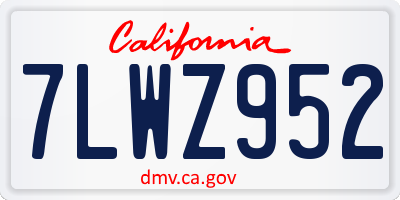 CA license plate 7LWZ952