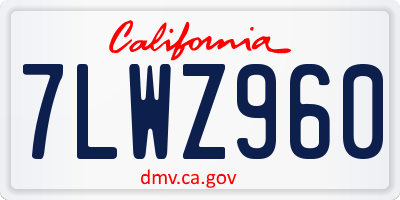 CA license plate 7LWZ960
