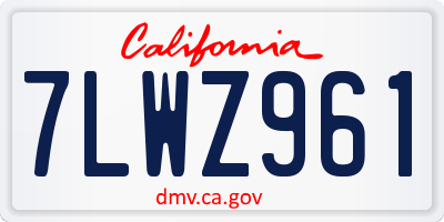 CA license plate 7LWZ961