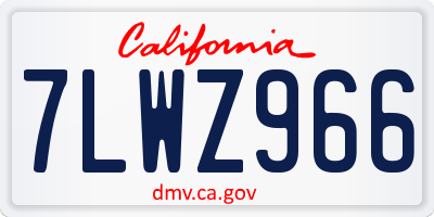 CA license plate 7LWZ966