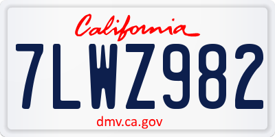 CA license plate 7LWZ982
