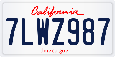 CA license plate 7LWZ987