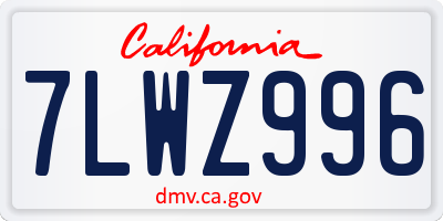 CA license plate 7LWZ996