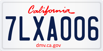CA license plate 7LXA006