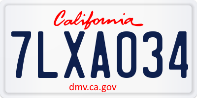 CA license plate 7LXA034