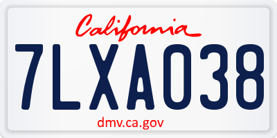 CA license plate 7LXA038