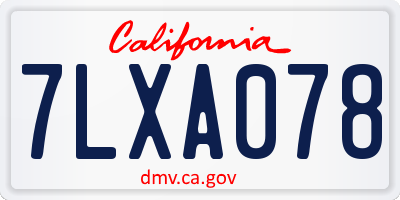 CA license plate 7LXA078