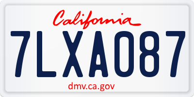 CA license plate 7LXA087