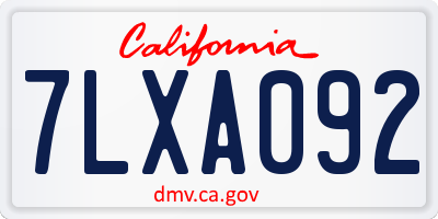 CA license plate 7LXA092