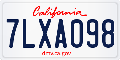 CA license plate 7LXA098