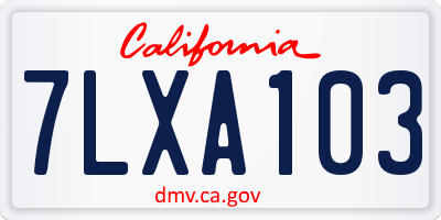 CA license plate 7LXA103