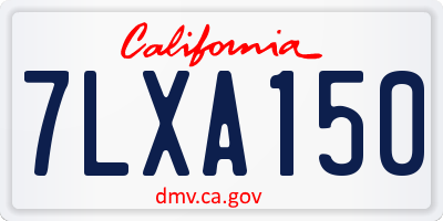 CA license plate 7LXA150