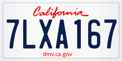 CA license plate 7LXA167