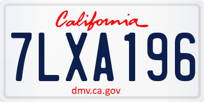 CA license plate 7LXA196