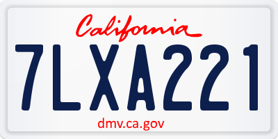 CA license plate 7LXA221