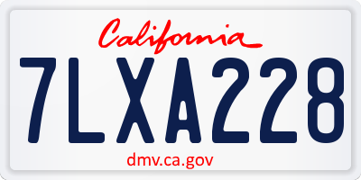 CA license plate 7LXA228