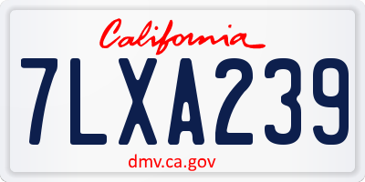 CA license plate 7LXA239