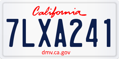 CA license plate 7LXA241