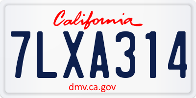CA license plate 7LXA314